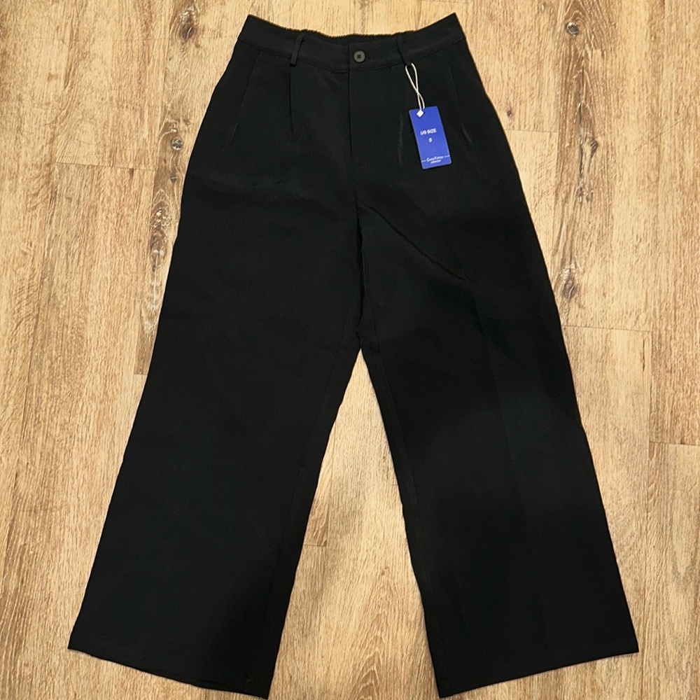 Black SZ S Wide Leg Trousers / Slacks New With Tags